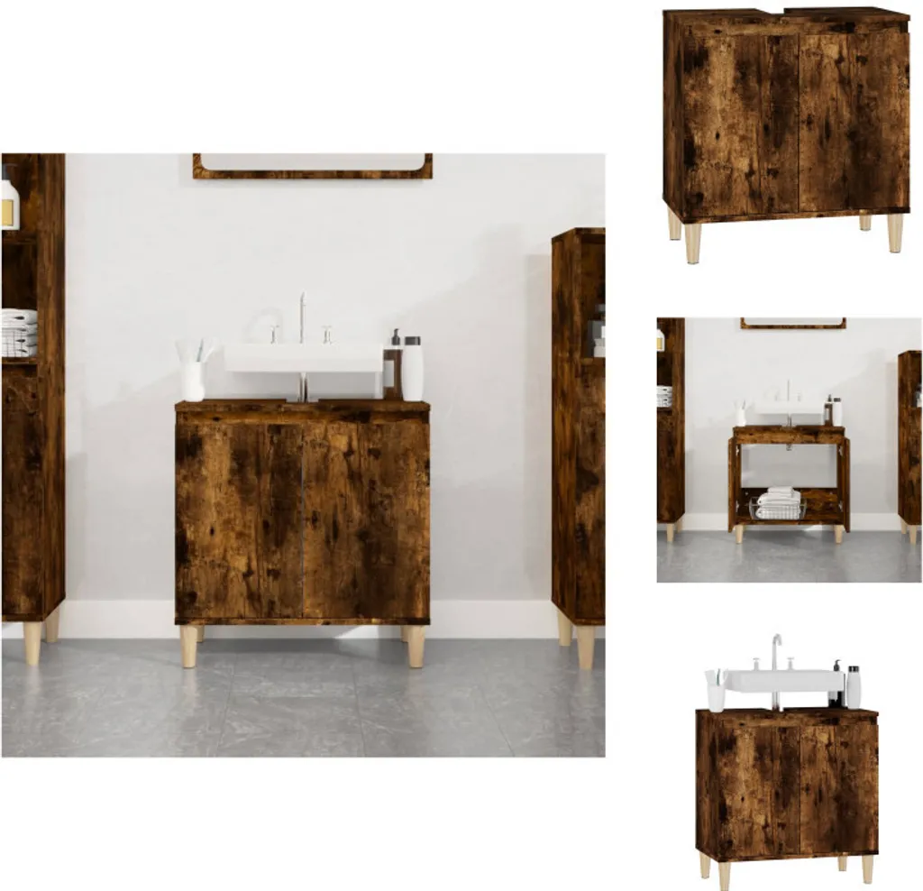 vidaXL Mobile lavabo in rovere fumé 58x33x60 cm Materiale a base di legno - Lavabi da bagno