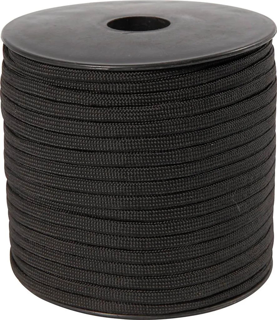 Cordon de macramé B 5 mm noir 50m - Fil de coton robuste pour DIY