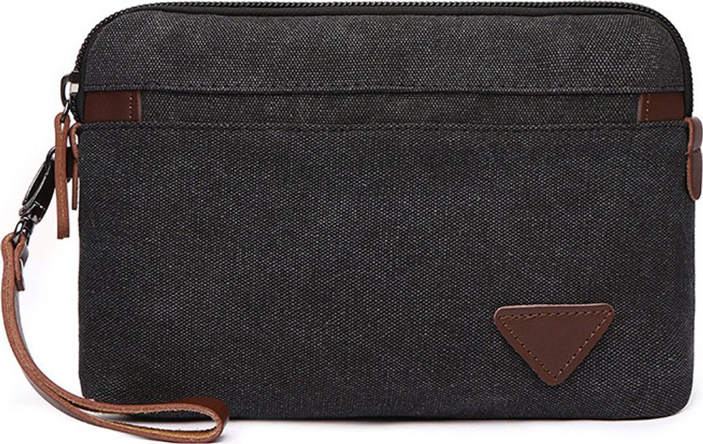 INF Herren Canvas Clutch Tasche, große Clutch Tasche mit Reißverschluss für Herren Schwarz