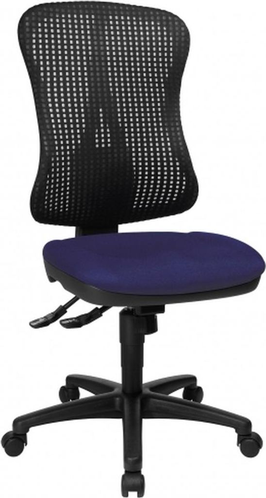 Topstar Profi Bürostuhl HJH SOLUTION BASIC Ergonomischer Schreibtischstuhl ohne Armlehnen Stoff / Netzstoff Blau Drehstuhl für Büro, Zuhause