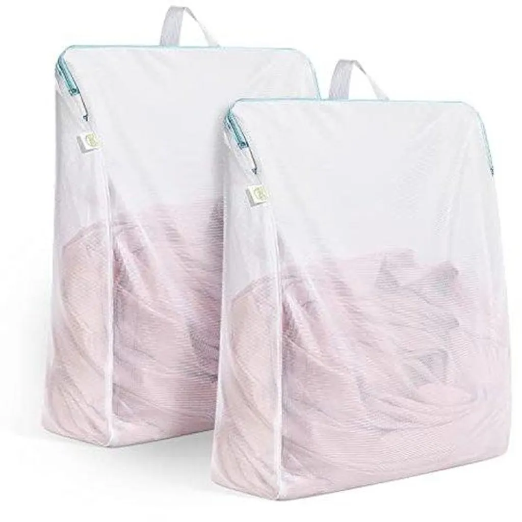 Filet à linge zippé réutilisable avec poignées de transport x2