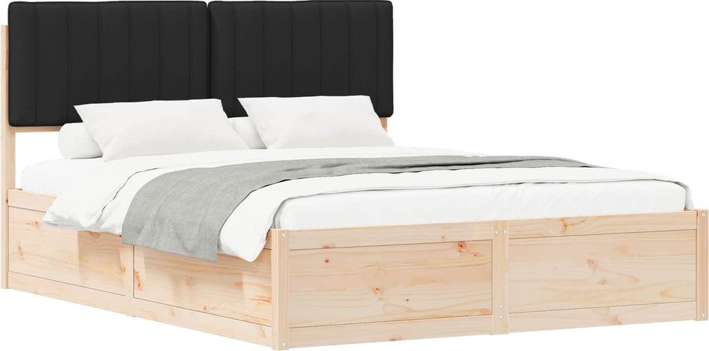 Bettgestell mit gepolstertem Kopfteil Schwarz 160 x 200 cm