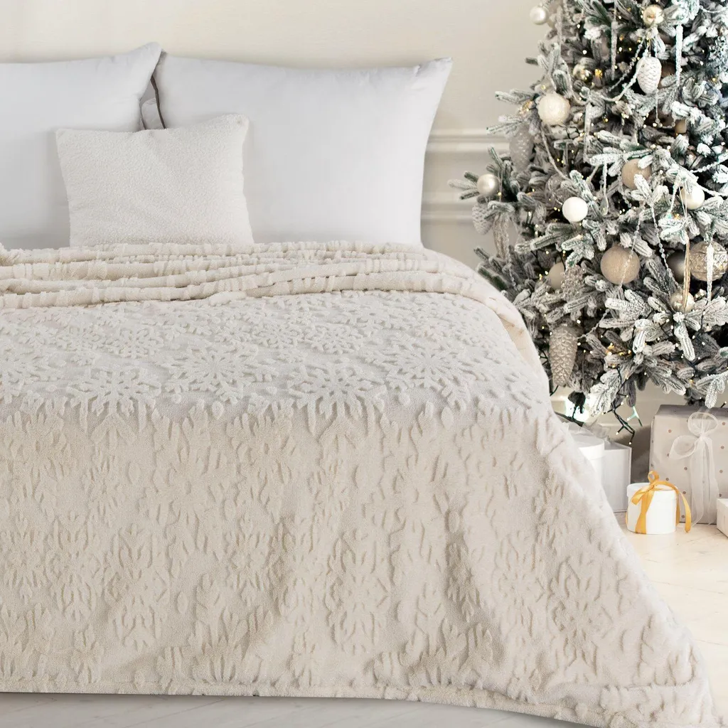 Coperta Morbida Natale Eurofirany 150x200 Blink 2 Crema e Oro