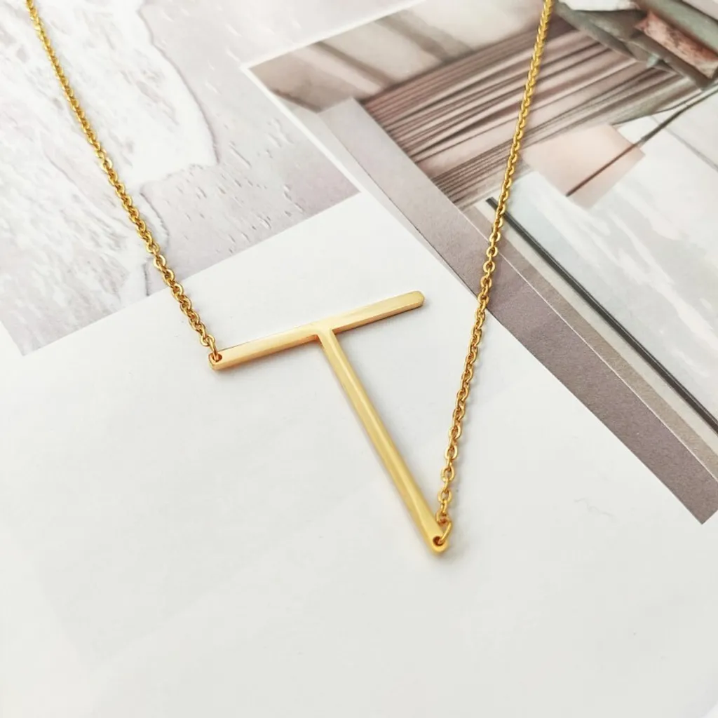 Collana Donna Carla Brenda Oro Lettera T Acciaio Chirurgico