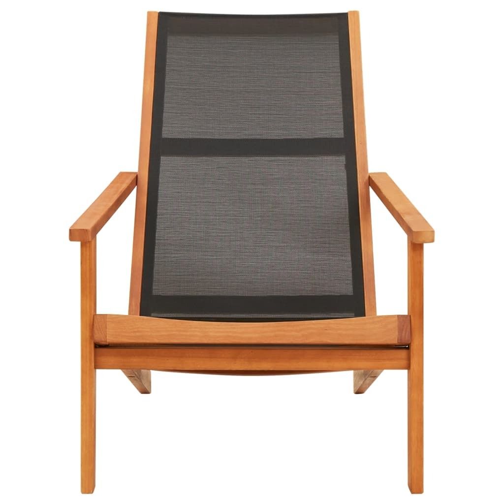 "2026 MODERNE"Stuhl Terrasse - Garten-Loungestuhl Schwarz Massivholz Eukalyptus und Textilene - 64x92x83cm - Gartenstühle NeuMöbel897870