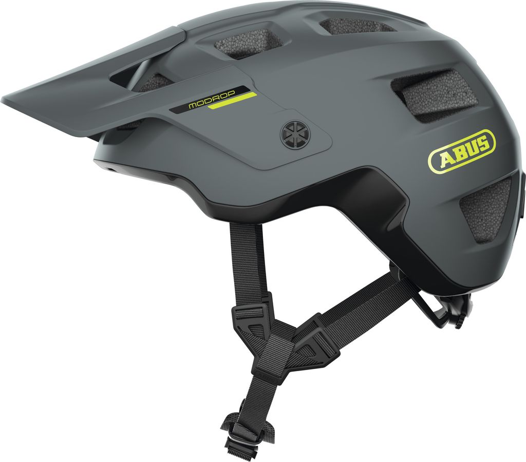 ABUS MTB-Helm MoDrop - robuster Fahrradhelm mit guter Belüftung für Mountainbiker - individuelle Passform - Unisex - Grau Matt, Größe L (57-61 cm)