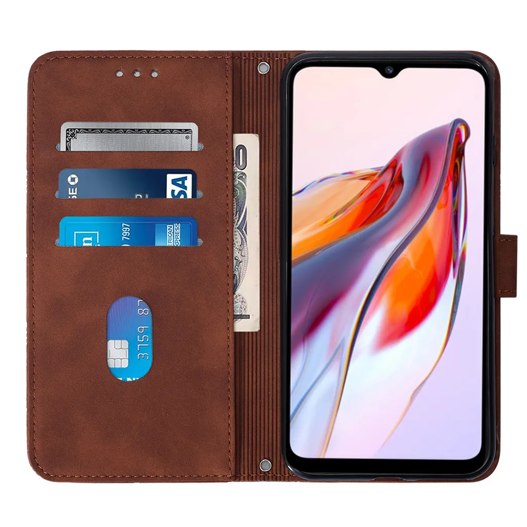 Custodia Flip Vintage Xiaomi Redmi 12C & Poco C55 - Marrone Goffrato - 4