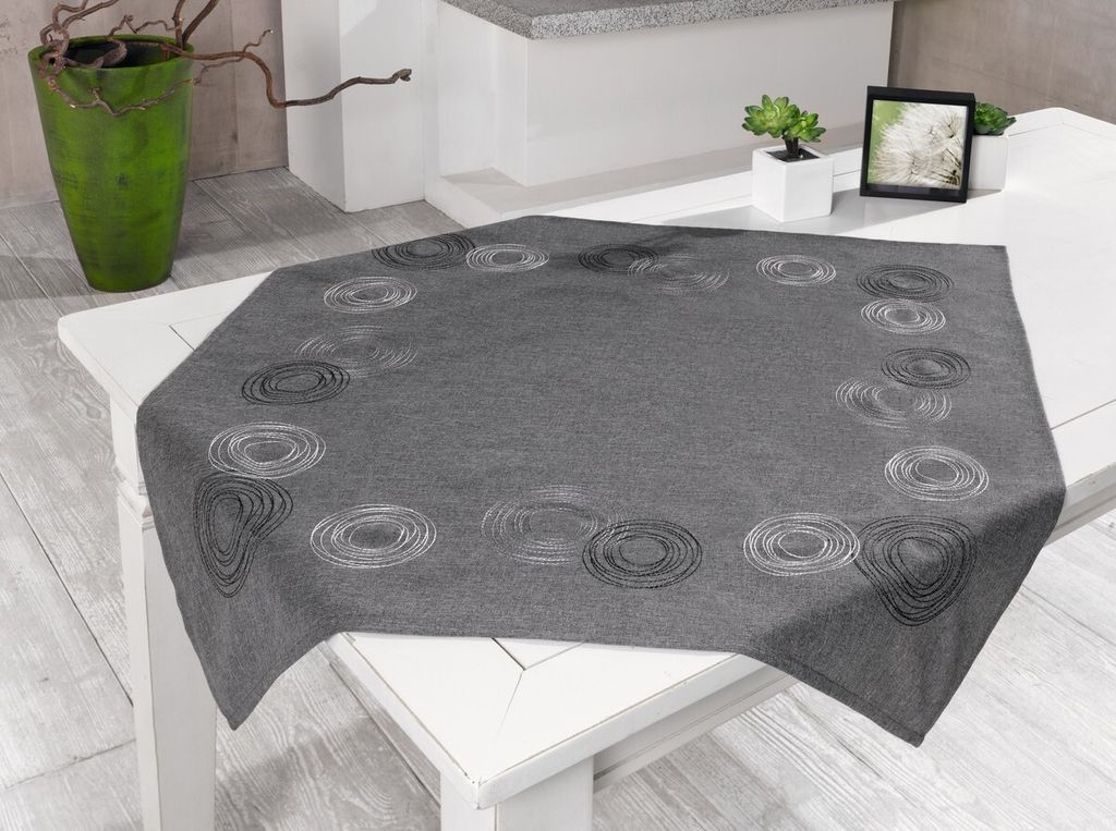 Tafelkleed "Kringel", grijs, 85x85 cm, modern en elegant, Productafbeelding 