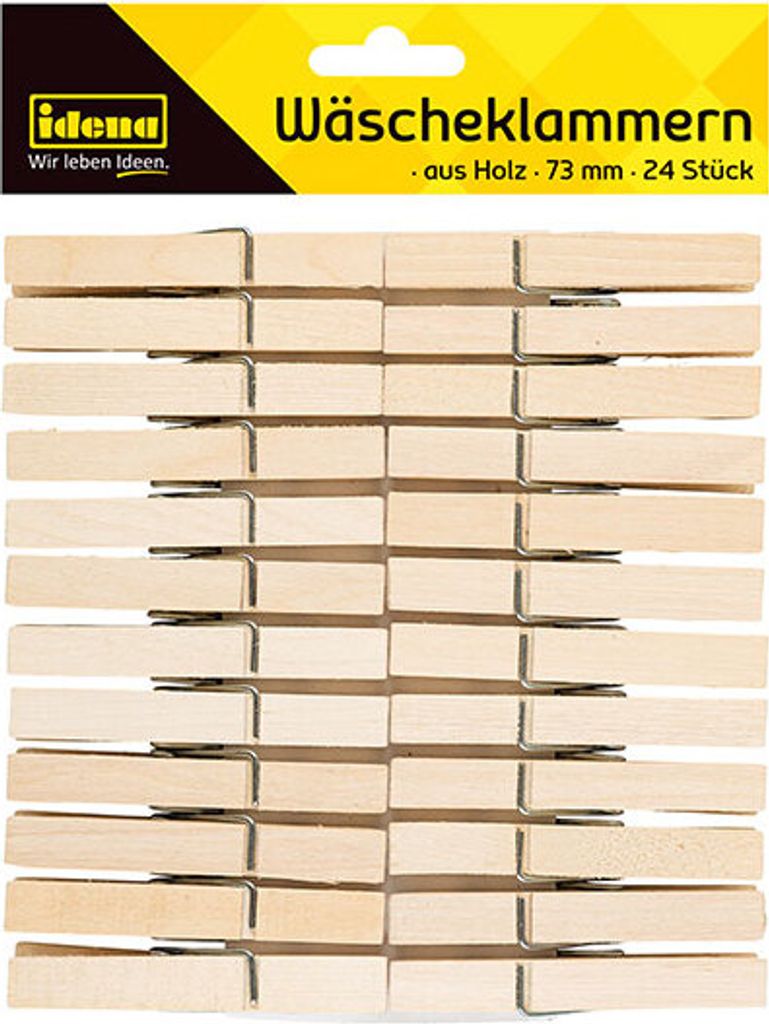 Wäscheklammern aus Holz, 24 Stück, ca. 7,3 cm lang,