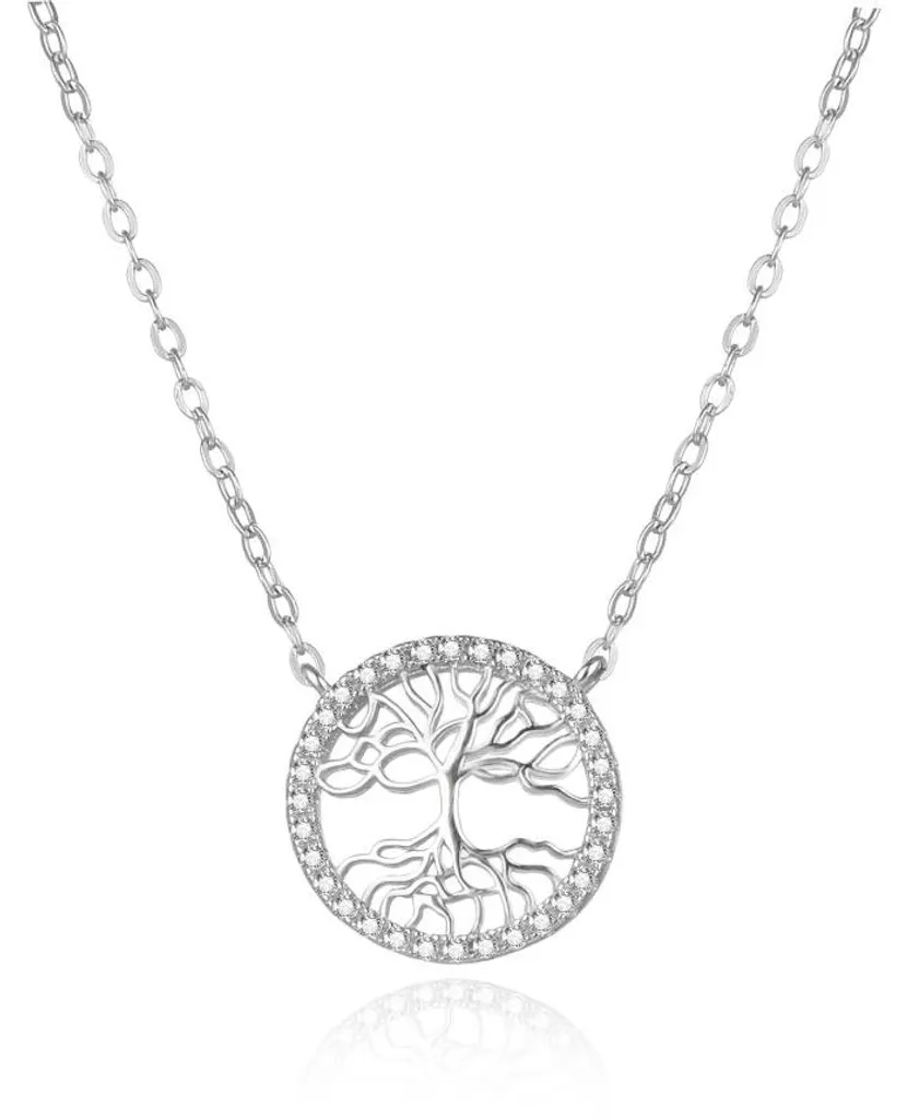 Collier Arbre de vie en argent rhodié brillant, symbole de vie éternelle