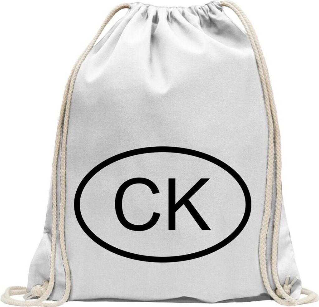 Kiwistar - Turnbeutel - weiss - Cookinseln CK - Fun Rucksack Sport Beutel Gymsack Baumwolle mit Ziehgurt
