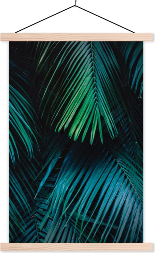 MuchoWow Textilposter Dschungel - Grün - Blatt 120x180 cm mit holzfarbenen Rahmen - Textil-Plakat