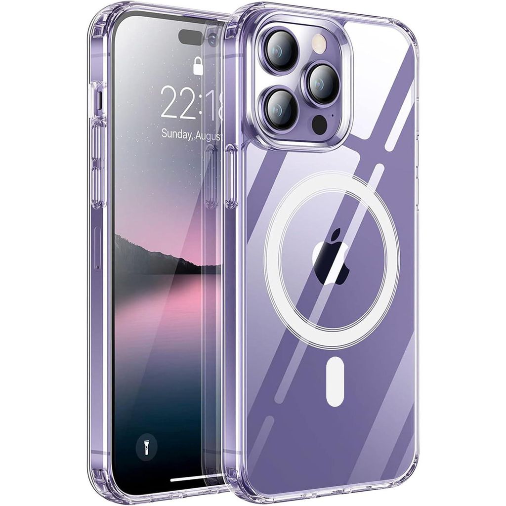 Hülle für iPhone 14 PRO Schutzhülle Magsafe kompatibel Silikon Clear Case Transparent