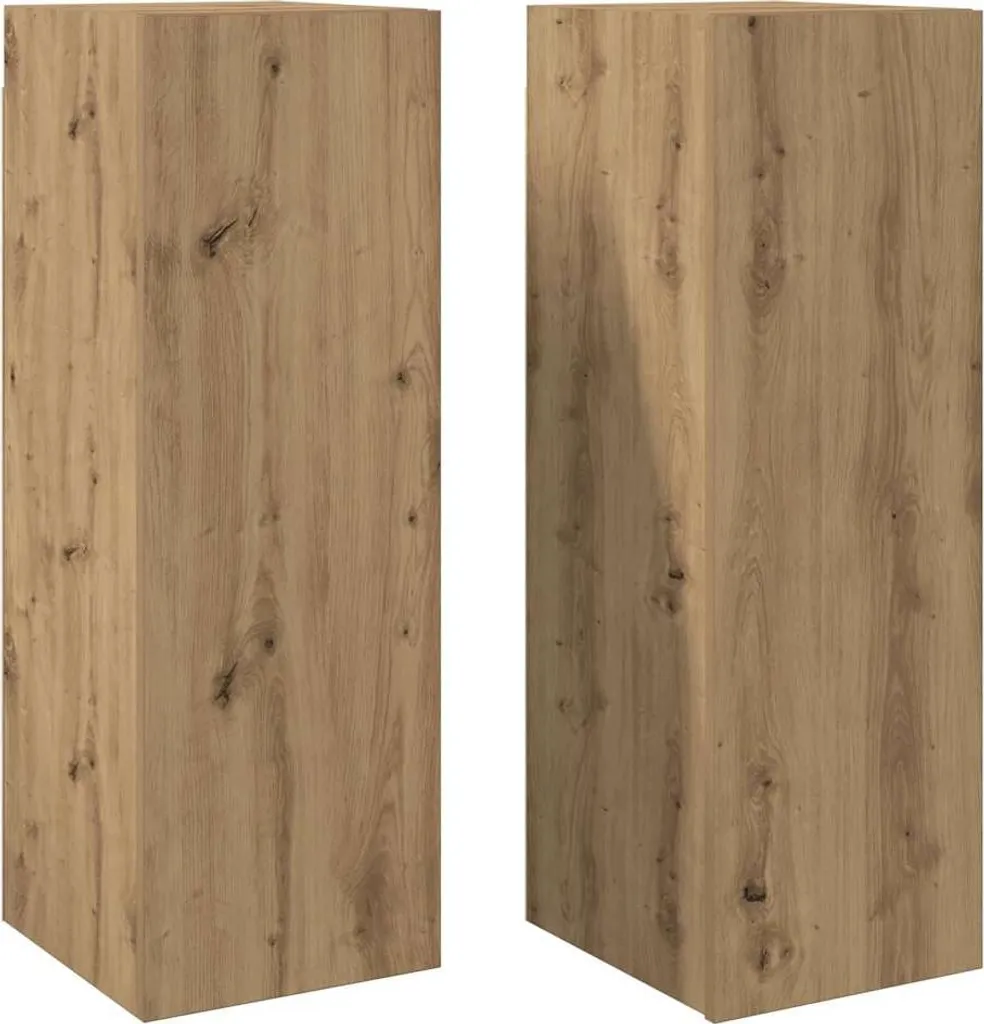 vidaXL Mobili TV 2 pz. Rovere artigianale 30,5x30x90 cm Materiale a base di legno