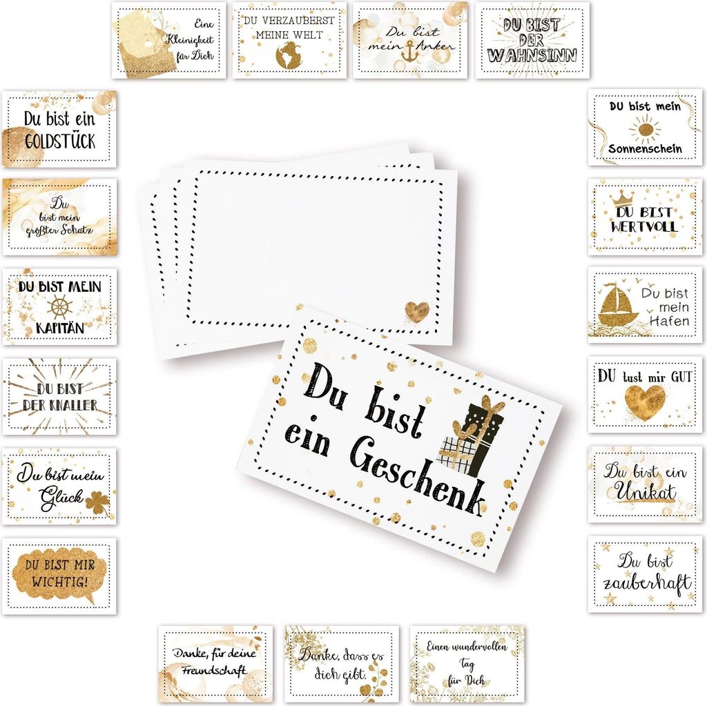 20 kleine Spruchkarten DU BIST ... - Sprüche Karten 8,5 x 5,5 cm