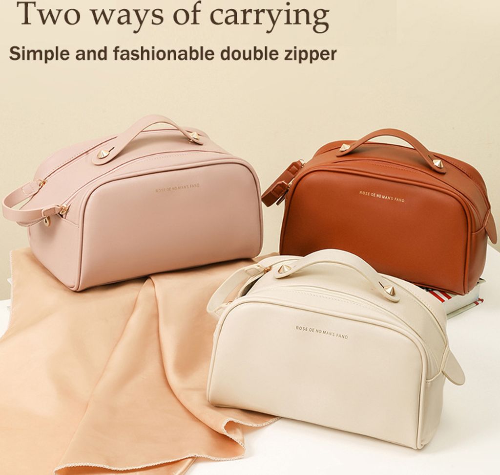 (Weiß) Reisekosmetiktasche mit großem Fassungsvermögen, Produktbild 6
