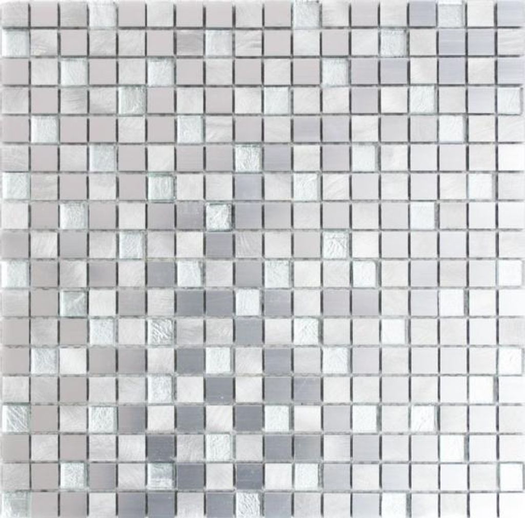 Mosaik Fliese Aluminium Transluzent Alu Glasmosaik Crystal silber MOS49-A309F