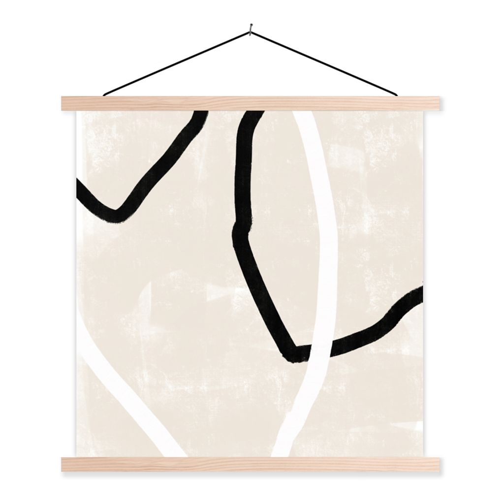 MuchoWow Textilposter Rosa - Minimalismus - Design 60x60 cm mit holzfarbenen Rahmen - Wanddekoration