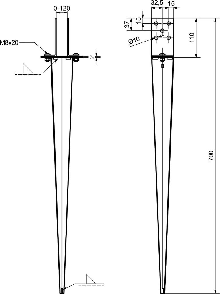 Pfostenträger 0-160 mm verstellbar Einschlaghülse Produktbild 4