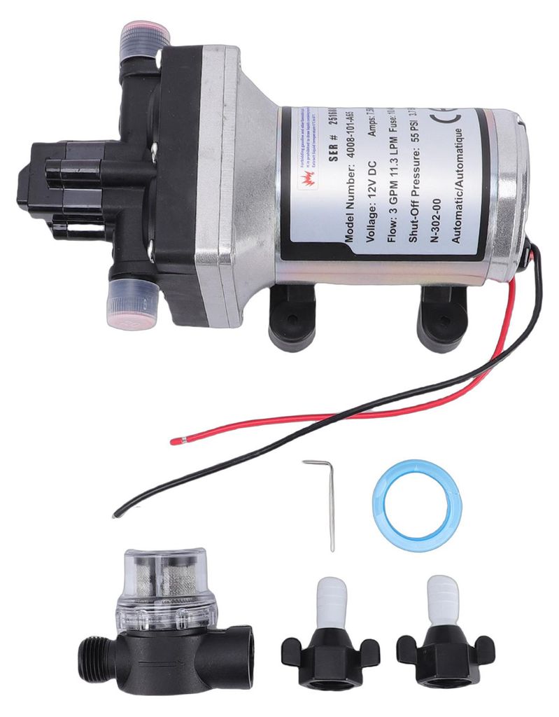 3,0 GPM RV-Wasserpumpe 4008 101 A65, selbstansaugend, 12 V, leise, für Campingfahrzeuge, Anhänger, kleine Boote