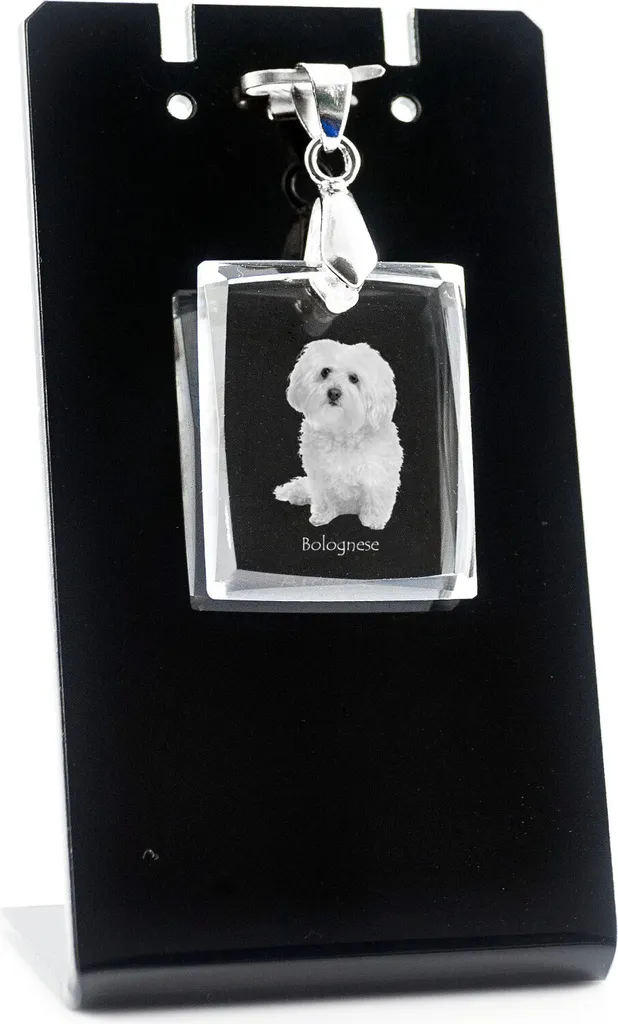 Ciondolo Cane Bolognese Art-Dog - Cristallo Inciso e Gioielli Unici