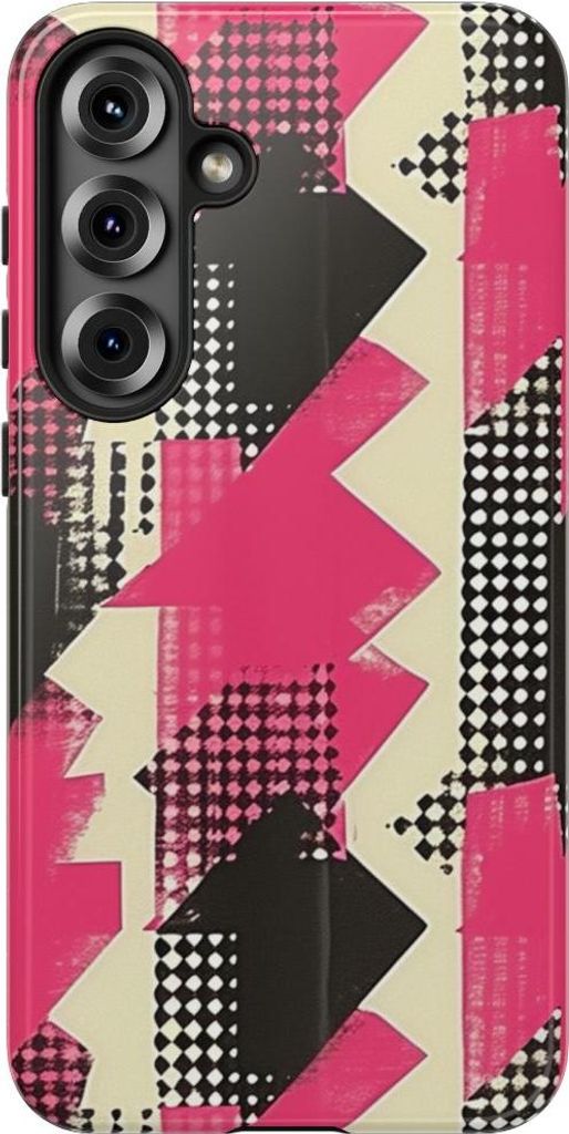 Pink-Schwarz Geometrie – Hülle Kompatibel mit Samsung Galaxy S25 Plus
