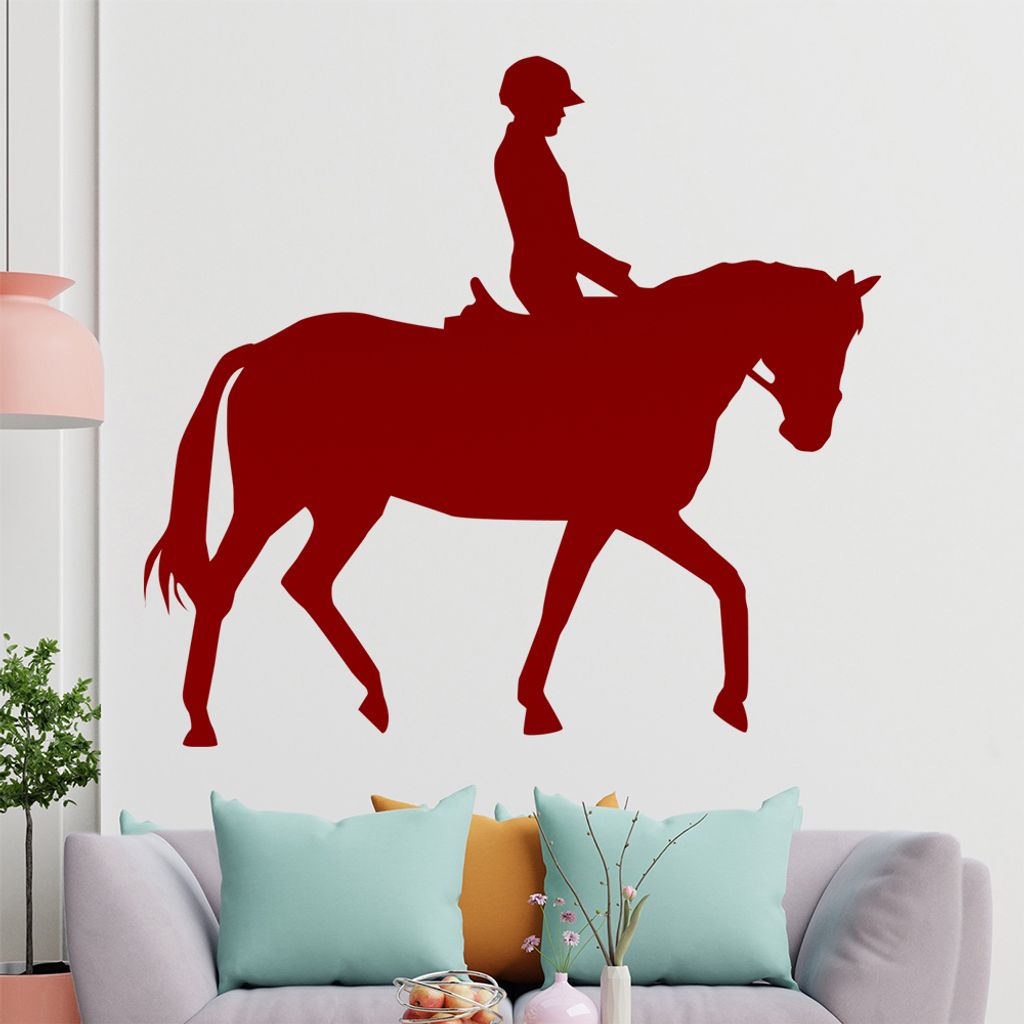 KIWISTAR Reiter Silhouette Pferdesport sitzend Wandtattoo in 6 Größen - Wandaufkleber Wall Sticker - Dekoration, Küche, Wohnzimmer, Schlafzimmer...