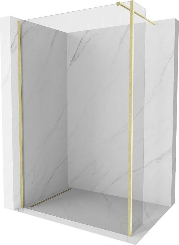 Mexen Kioto Walk-in Duschwand 100 x 40 cm, transparent, gebürstetes Gold - 800-100-212-55-00-040