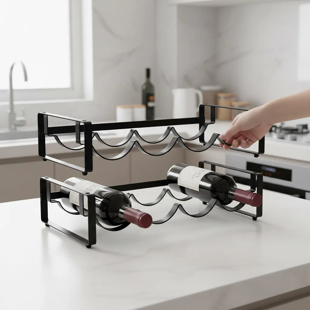 Rangement bouteilles empilable Relaxdays - Optimisation cave et cuisine - 2