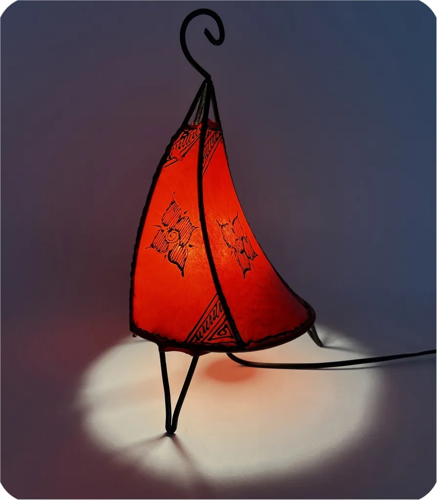 Lampada in Pelle Marocchina Henna Rossa 35-38cm | Qualità Artigianale