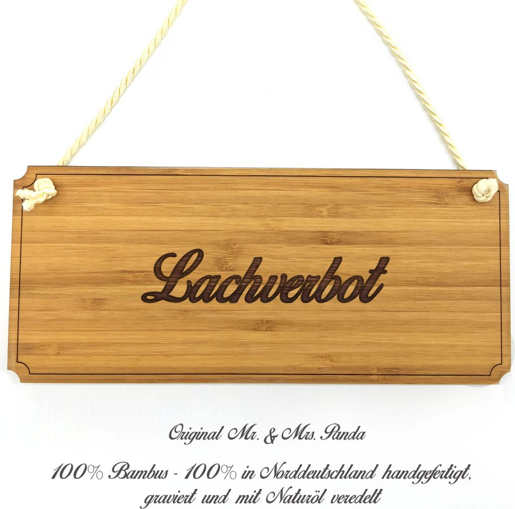 Mr. & Mrs. Panda Schild Lachverbot - Geschenk, Geschenkidee, Shabby, Türschild Holz, Landhaus, Hinweisschild, Graviert, Wegweiser, Firmenschild