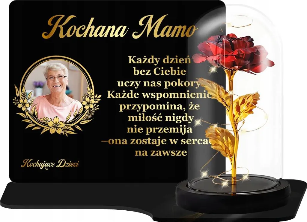 Bougie Premium XL incassable avec rose et photo pour cimetière
