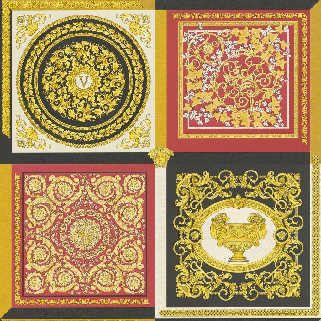VERSACE Tapete mit Luxusmuster – Metallic, Rot, Schwarz Produktbild 