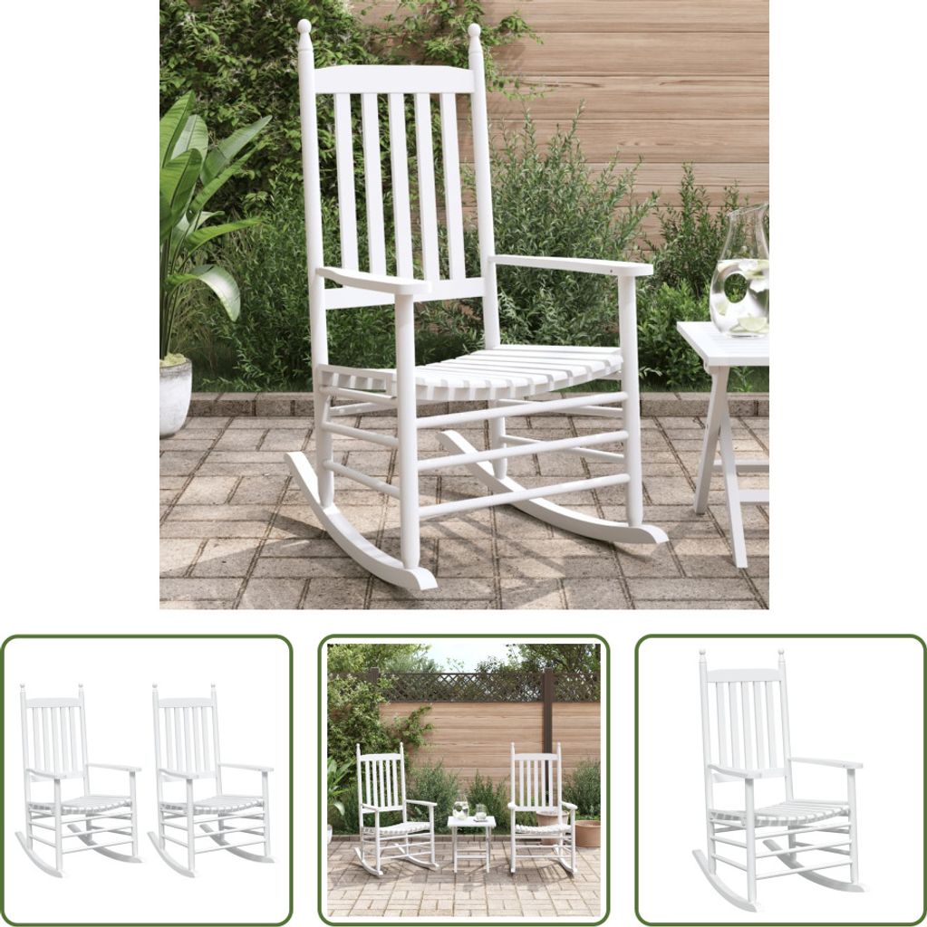 The Living Store Schaukelstühle mit Gebogenen Sitzen 2 Stk Weiß Massivholz Tanne