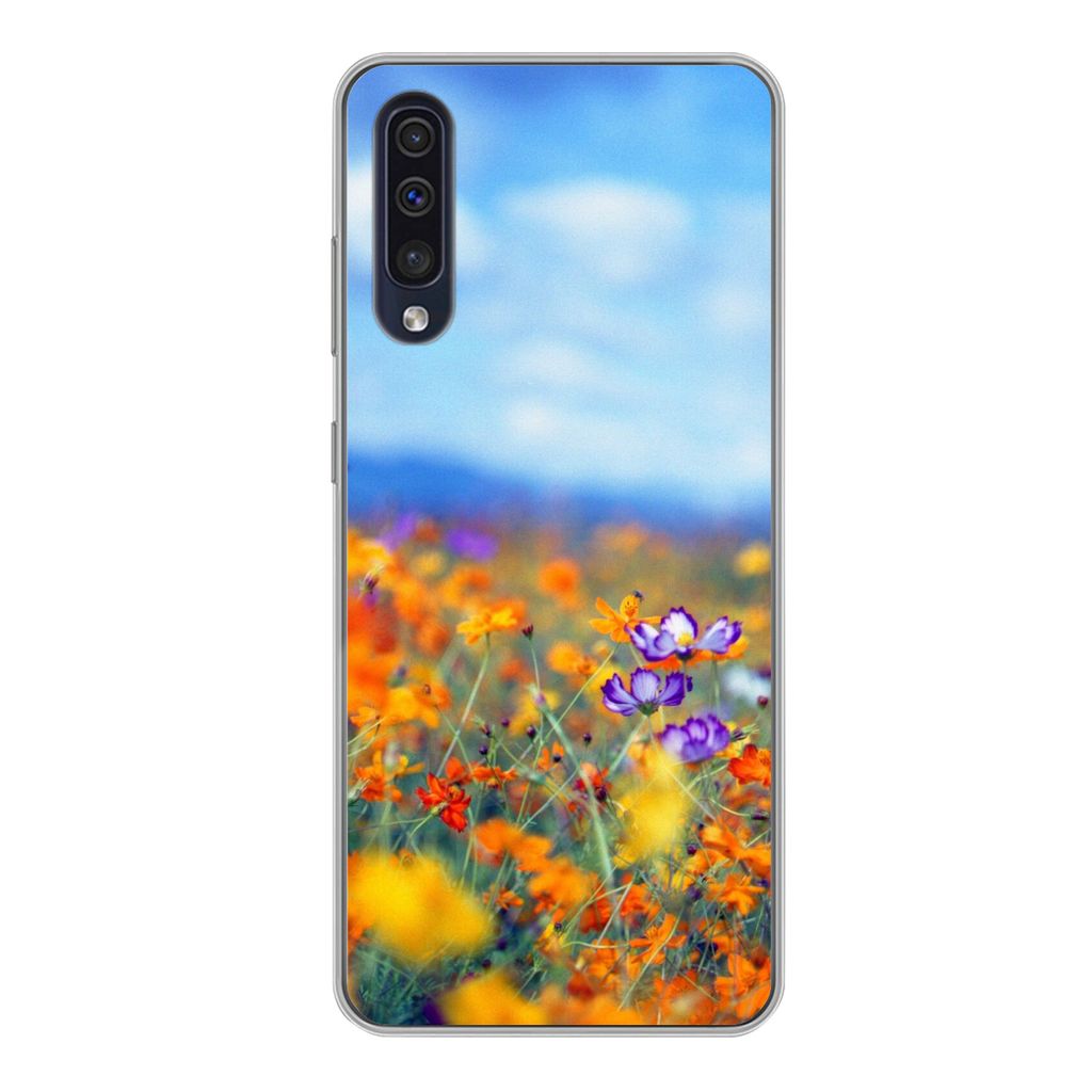 MuchoWow Handyhülle Schutzhülle Hülle für Samsung Galaxy A50 Kosmos - Farben - Frühling Silikon Softcase Handy Hülle - Mobiltelefonhülle