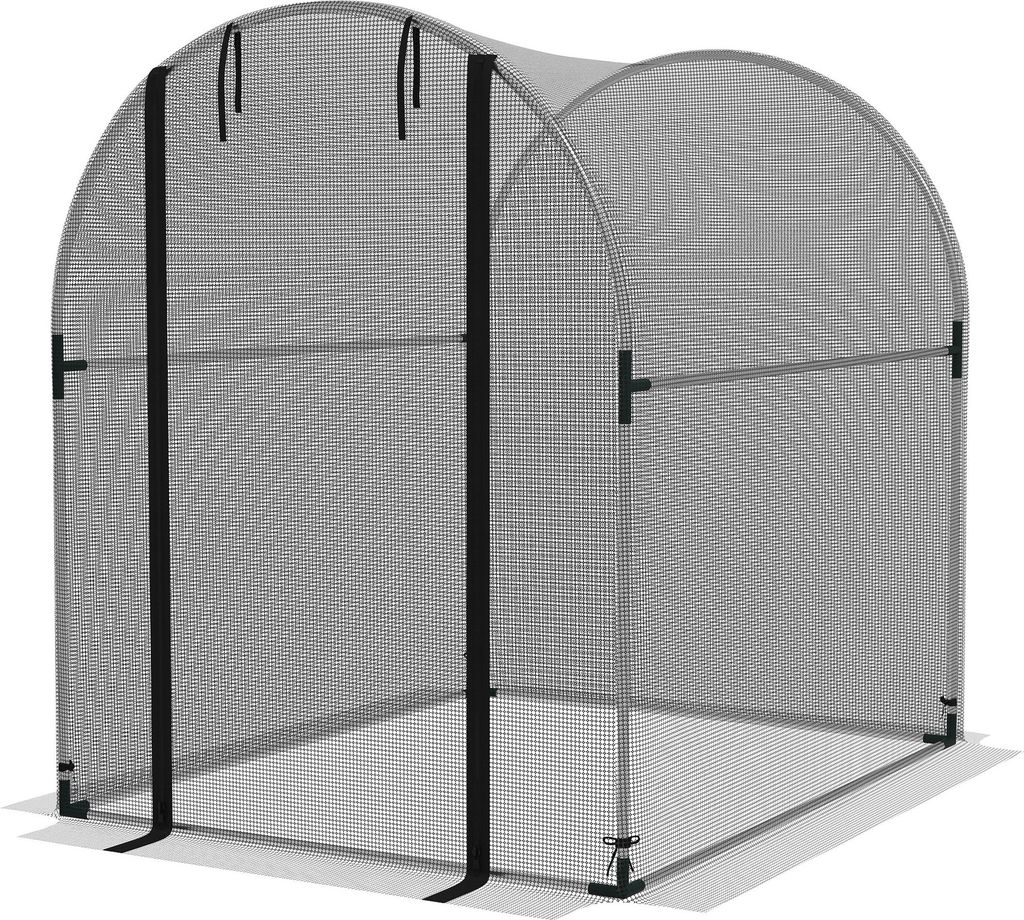 Pflanzenschutznetz, Vogelschutz, mit Tür und stabilem Stahlrahmen, 1,2x1,5x1,5m, Schwarz/Silber