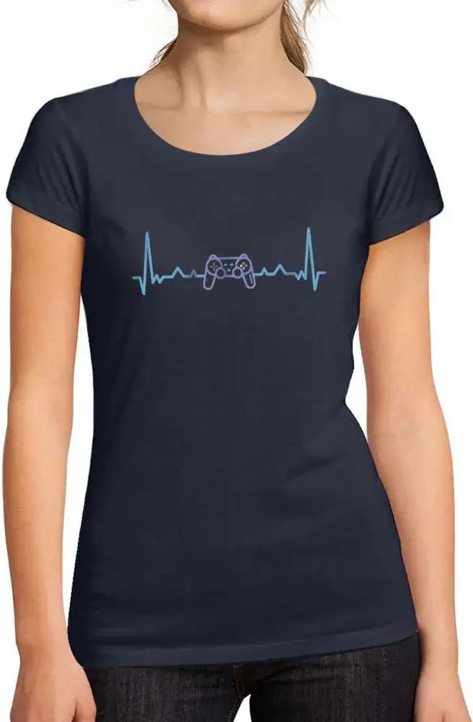 Damen Grafik T-Shirt Gaming Geek Heartbeat Esports Funny Öko-Verantwortlich Vintage Jahrgang Kurzarm Lustige Druck Geburtstag Geschenk Frau