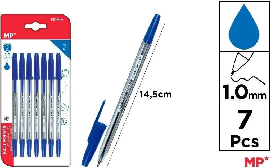 Długopis niebieski 1.0 mm 7 sztuk
