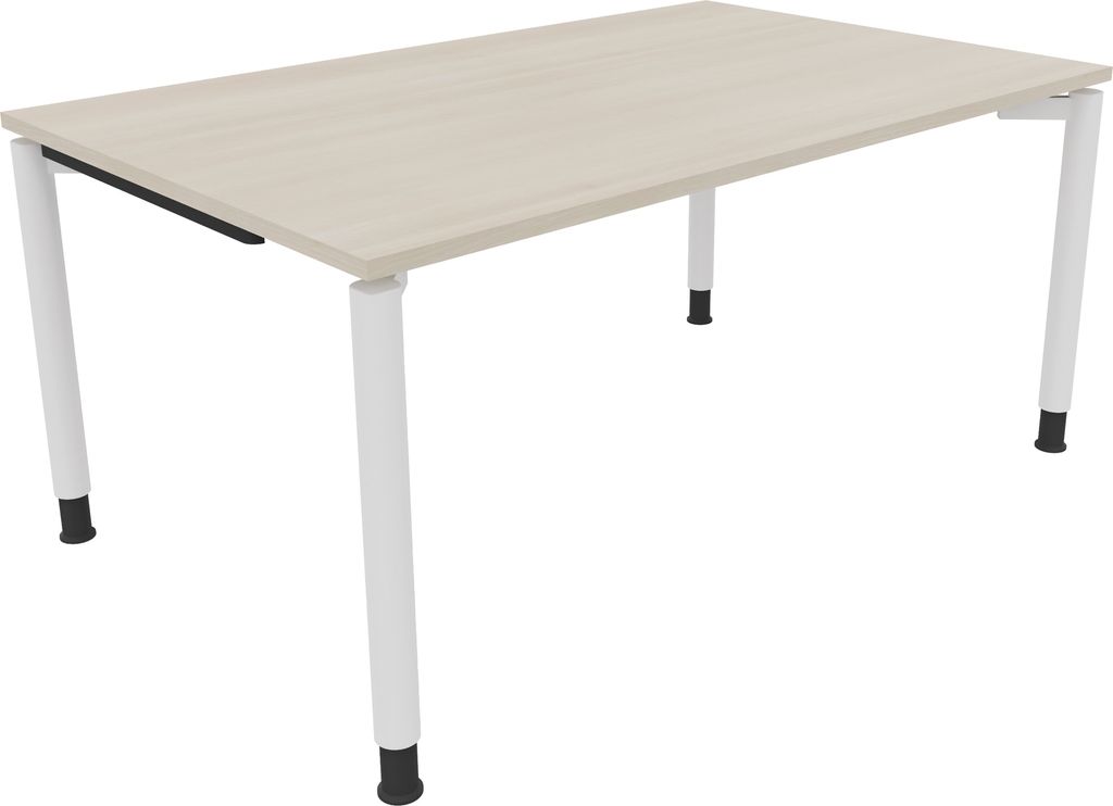 Schreibtisch Vierfuß Rundrohr B1600xT1000xH680-820 ws/Akazie hell