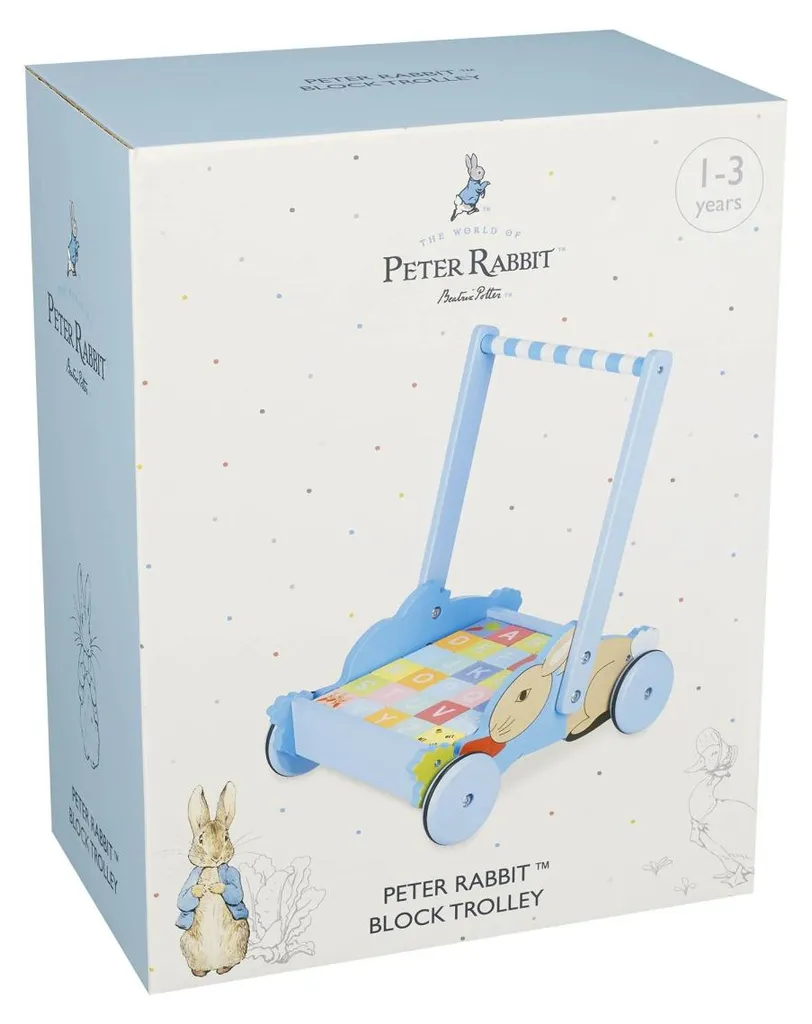Chariot à cubes pour apprendre à marcher avec Peter Rabbit en s'amusant