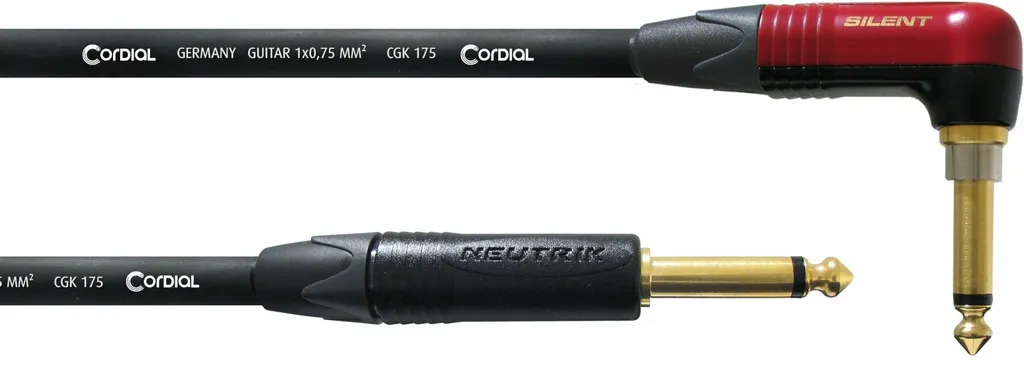 Câble instrument 6m Cordial CSI 6 RP Silent avec fiche coudée Neutrik