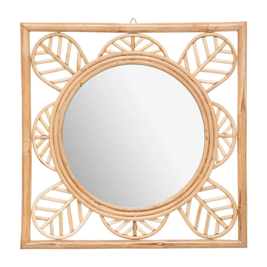 Miroir mural rotin beige 52 cm idéal pour chambre ou salon cosy