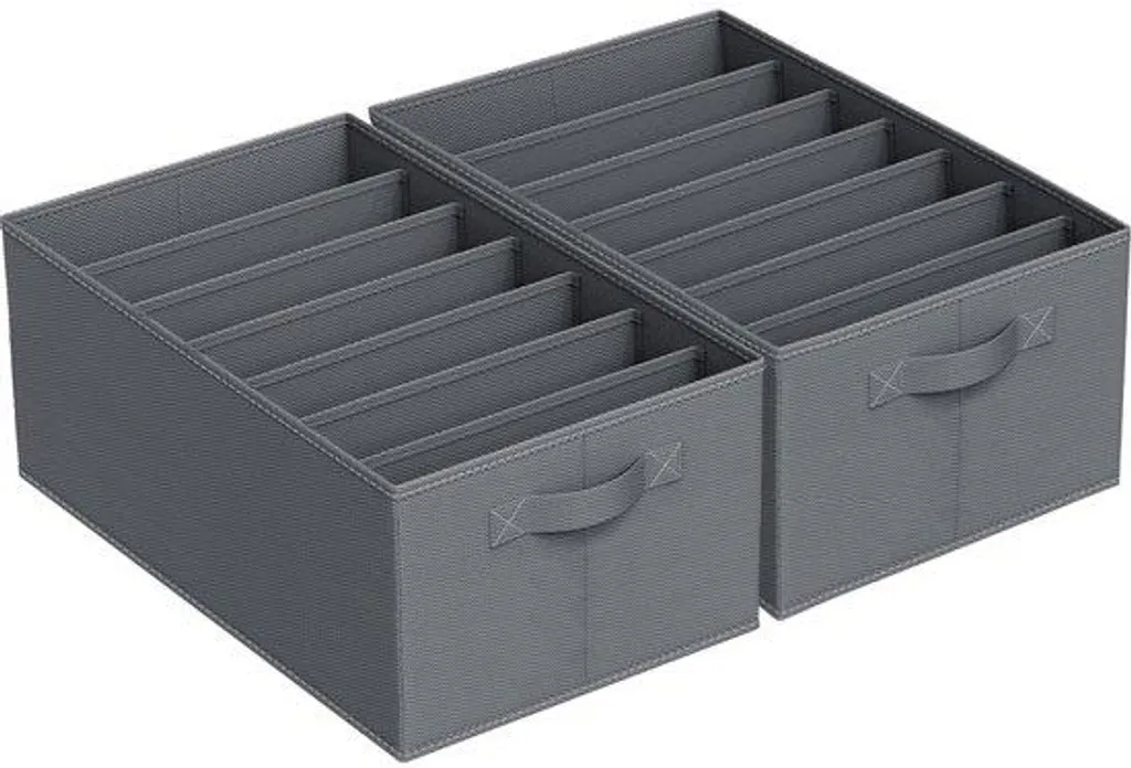 Organiseur de placard gris à 7 compartiments pour vêtements sans plis