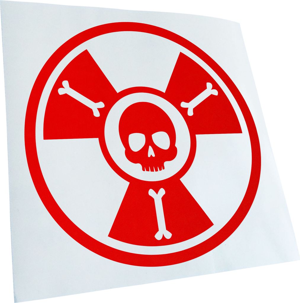 Kiwistar - Autoaufkleber - Atomsymbol Totenkopf - Rot - 30x30cm - Aufkleber für Auto, Laptop, Fahrrad, LKW, Motorrad Mehrfarbig JDM Decal Racing