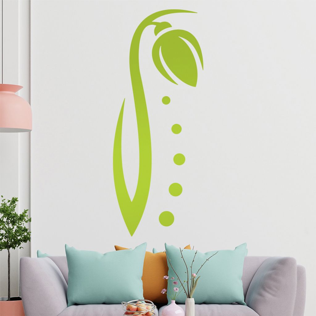 Blume - Linien Punkte Wandtattoo in 6 Größen - Wandaufkleber Wall Sticker - Dekoration, Küche, Wohnzimmer, Schlafzimmer, Badezimmer