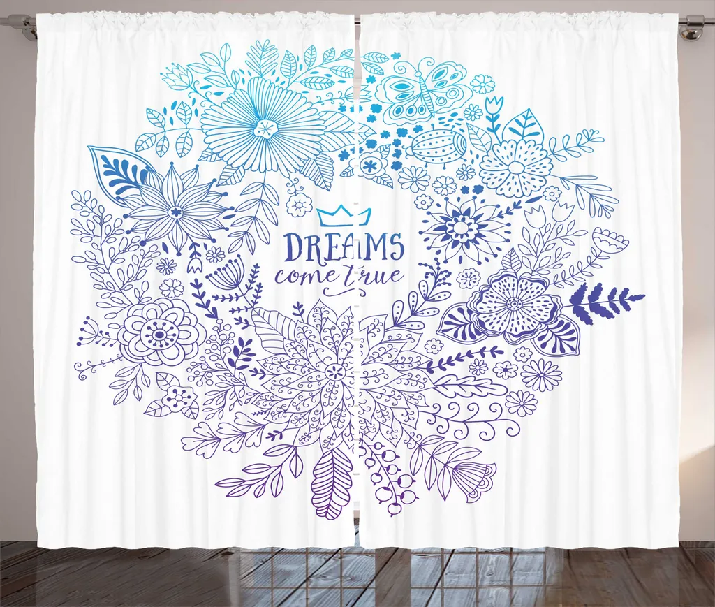Rideau pour Salon Bohème Bleu et Violet, Décoration Dreams Come True