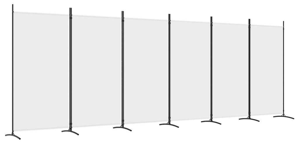 vidaXL 6-dielny paraván Biela 520x180 cm Tkanina Obrázok produktu 