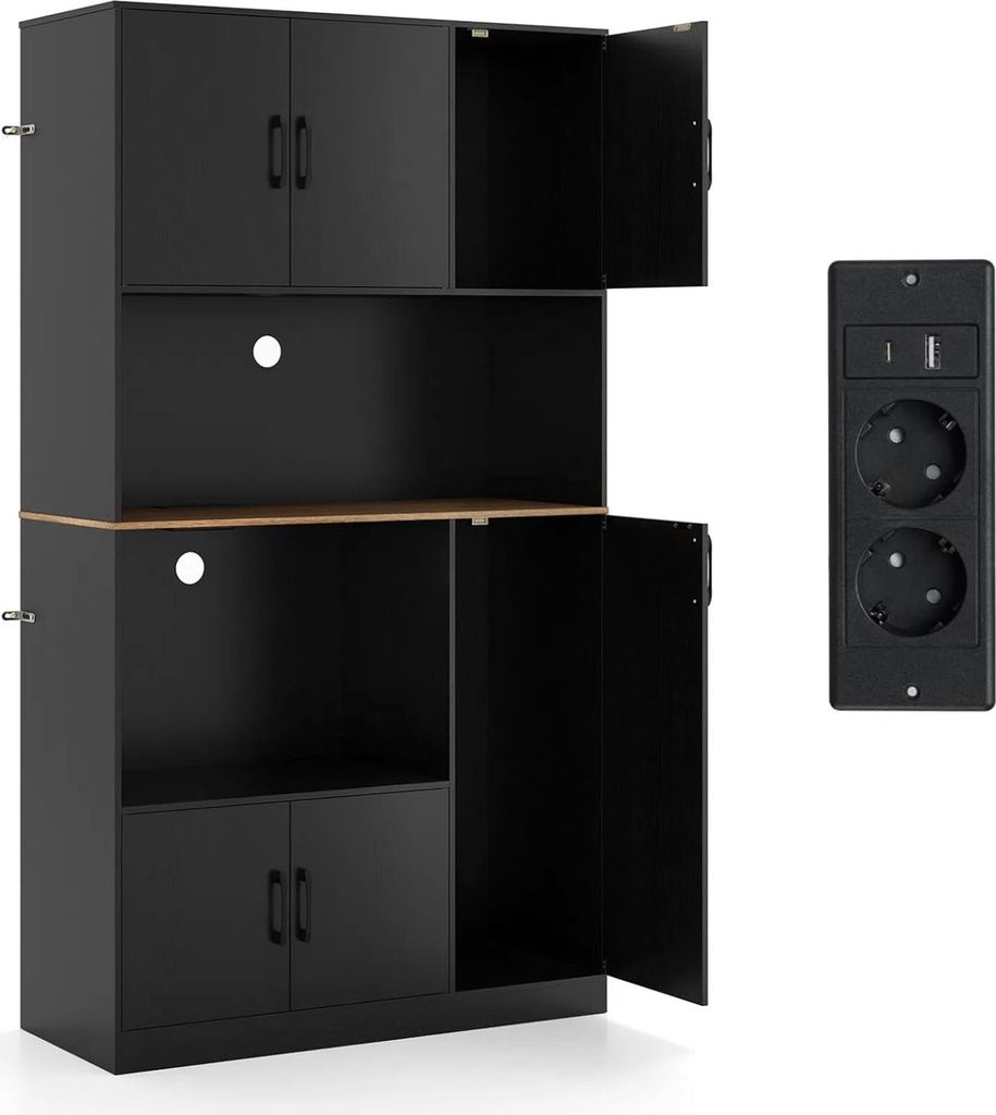 KOMFOTTEU 180 cm Hochschrank mit Steckdose, Küchenschrank Produktbild 