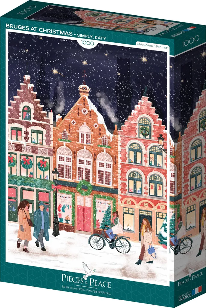 Puzzle 1000 pièces Bruges à Noël - Jeu Pieces & Peace illustré - 2