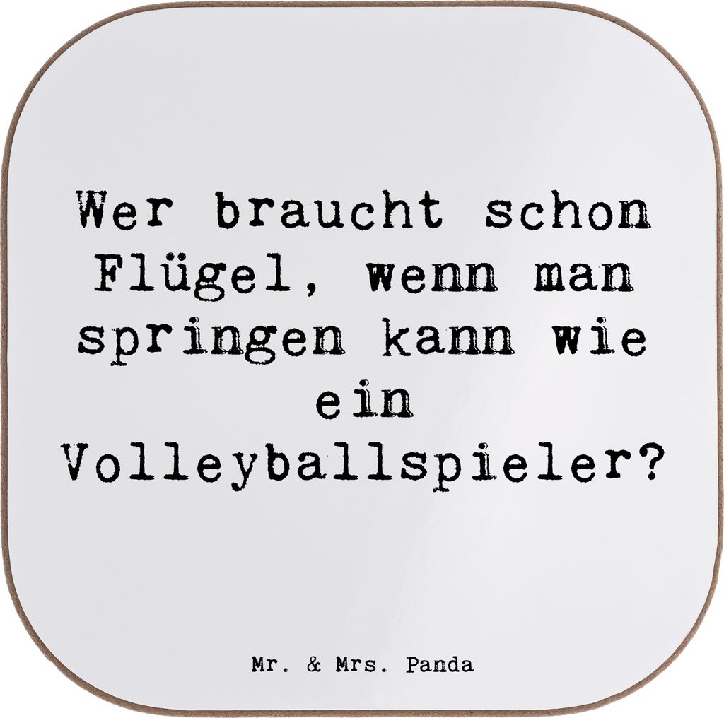 Mr. & Mrs. Panda Holzuntersetzer Spruch Volleyball Sprung - Weiß - Geschenk, Teamsport, Sport, Untersetzer Gläser, Teamarbeit, gläseruntersetzer...